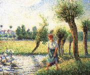 Camille Pissarro Ludas bank on women china oil painting artist